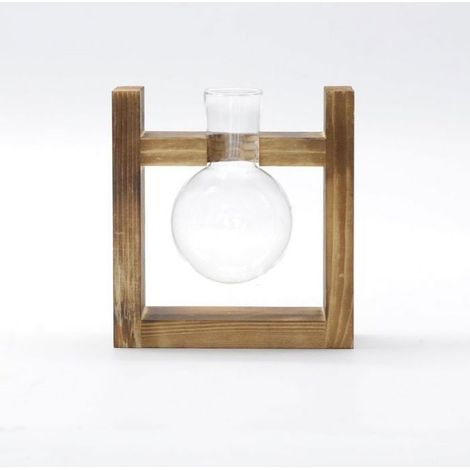 Vase En Verre - Verre Borosilicate - Support En Bois - Pour Terrarium Et Décoration Intérieure - 1 Pièce (1/5)