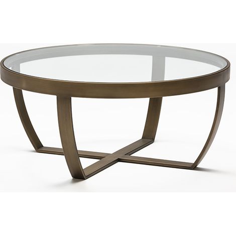 Table basse 80x80x35 Verre/Métal doré (1/2)