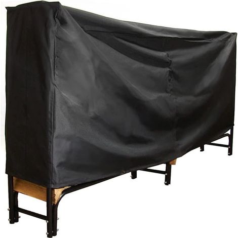 Brennholz Abdeckung 2,4m 420D Oxford, wasserdicht UV-Schutz robuste Holzstapel Schutzplane schwarz