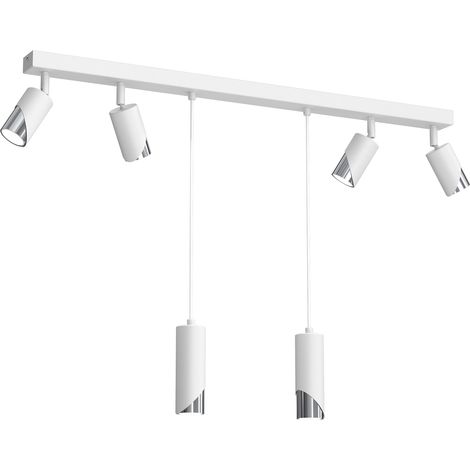 Rampe 90 cm 6 spots GU10 blanc mat/chrome Shift Luminex