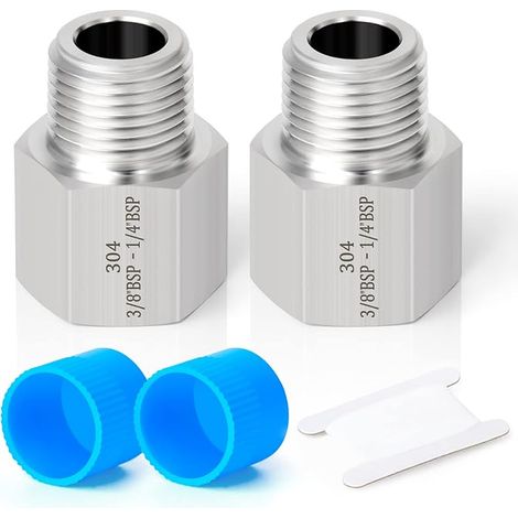 3/8" Female BSP x 1/4" Male BSP Stainless Steel Reducer Hex Connector SUS 304 Pipe Fittings (1/4)