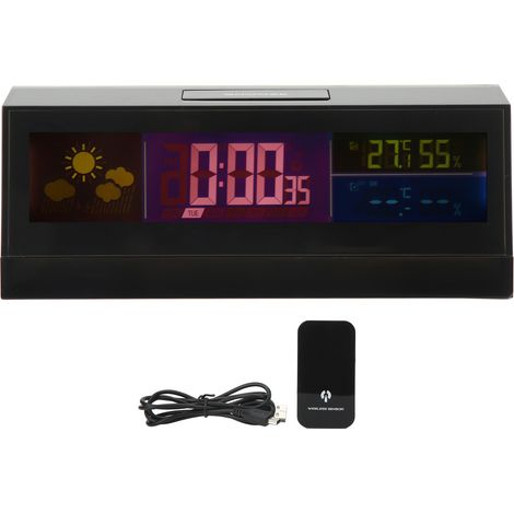 Horloge Météo Électronique avec Affichage Numérique, Calendrier, Détecteur de Température et Humidité Intérieure (1/5)