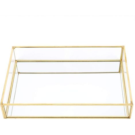 Glass Jewelry Box, Vintage Metal Glass Storage Box, Gold Tray, Cosmetic Display Boxes for Jewelry (Large) (1/5)