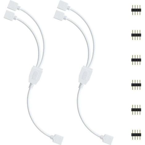 Kit de connecteurs pour bandes LED AIPERQ, 2 répartiteurs 4 broches, câble répartiteur 1 vers 2, connecteur 4 broches pour bandes LED RVB 5050, 3528, 2835, accessoires DIY