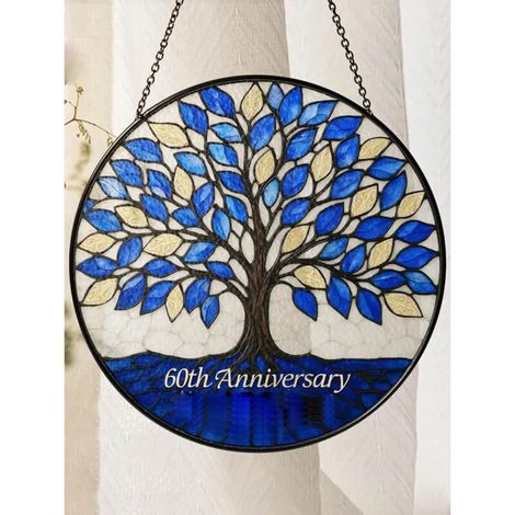 Attrape-soleil mariage 60 ans 20 cm, décoration vitrail