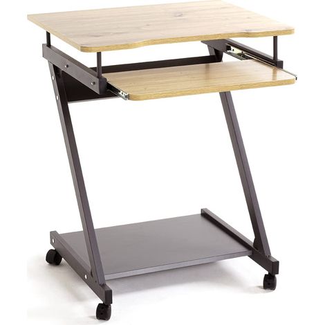 HAKU Möbel Tavolo per computer su rotelle antracite, rovere, MDF, metallo - Dim. L 60 cm x A 76 cm x P 49 cm, Stile Moderno (1/5)