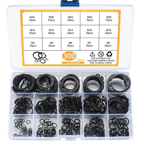 E-clips - Anneaux De Retenue Externe - M4 À M28 - Pour Maintenance Mécanique Et Réparation - 300 Pièces (1/5)