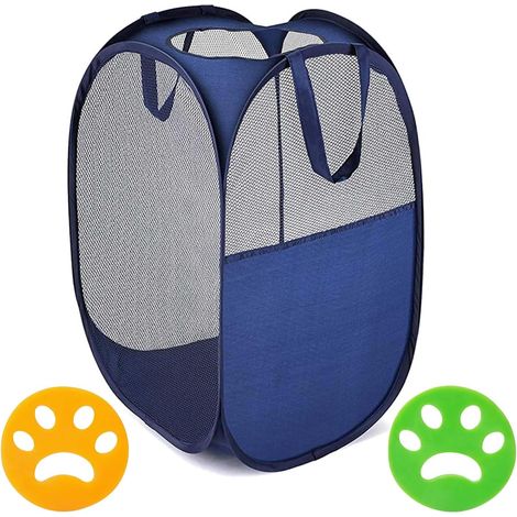 Cesto de ropa plegable de malla con 2 accesorios para lavadora, ideal para la habitación de los niños o para guardar juguetes.