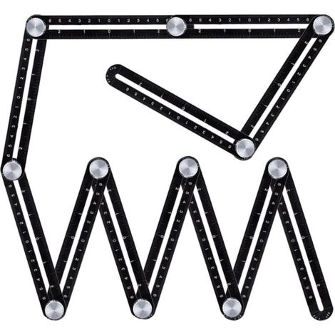 Règle de mesure multi-angles, outil rapporteur à 12 côtés pour améliorer le localisateur d'ouverture universel en alliage d'aluminium (1/4)