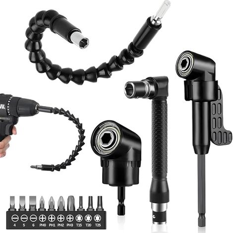 Angle Screwdriver Bit Right Angle Screwdriver Bits Screw Bit Holder for Right Angle Drill Bits Extension Kit Right Angle Set (1/5)