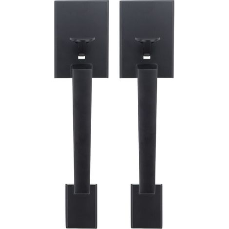 Modern French Style Durable Single Cylinder Lock for Left or Right-Hand Doors Double Door Handle Set 2" Adjustable Spacing (BLACK) (1/5)