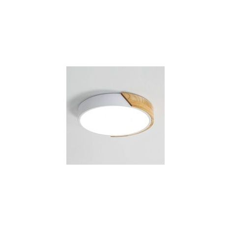 Plafonnier LED bois rond 25W –Éclairage tricolore– Ø30cm pour chambre, cuisine, salon, salle à manger, bureau (1/5)