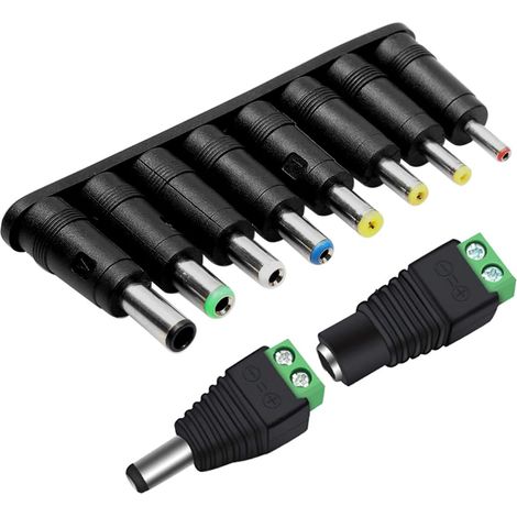 10pcs Universal DC Plugs 5.5mm x 2.1mm Female to Male Power Adapter Jack Connector Tips for Laptop Power Supply (1/5)