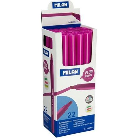 MILAN MARCADOR FLUORESCENTE JUNIOR ROSA PUNTA BISELADA CAJA -22U-