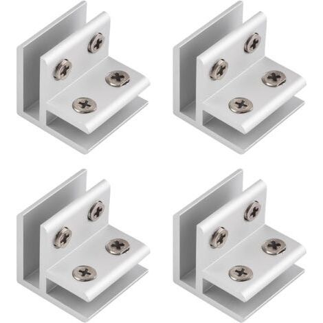 BUNTHAUS Pince en verre, Lot de 4 pinces ajustables à 90 degrés en alliage d'aluminium pour support d'étagère en verre, Connecteur pour verre de 58 mm d'épaisseur (1/5)