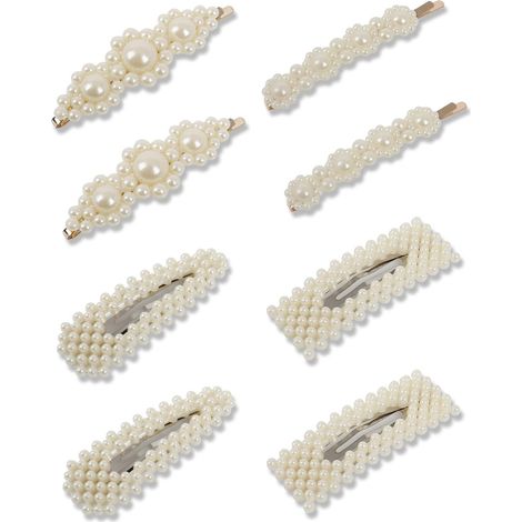 8 piezas de pinzas para el cabello con perlas – Horquillas grandes con lazos para mujer – Accesorios para el cabello, dulces y a la moda (1/2)