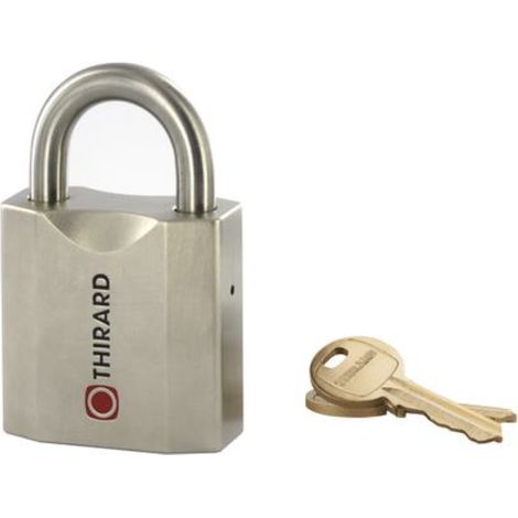 THIRARD - Cadenas de sécurité Vario P 60 mm, laiton nickelé, anse inox, 2 clés - THIRARD (1/5)