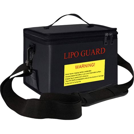 Sac de protection ignifugé et antidéflagrant pour batterie LiPo, étanche, avec fermeture éclair, poignée et bandoulière. Pochette de rangement portable pour le stockage et la charge des batteries (21, (1/5)