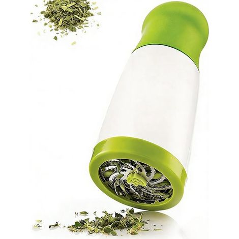 Moulin à épices manuel avec lames en acier inoxydable, hachoir compact et facile à nettoyer, pour cuisine, blanc et vert (1/5)