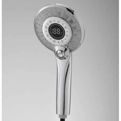 RHG Pommeau de Douche LED, Douchette de Douche LED 3 Couleurs Contrôle de la température Douchette à Main avec Affichage de Température Digital Économie d'eau Douche 3 Modes,