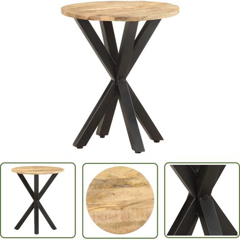 The Living Store Table d'appoint 48x48x56 cm Bois de manguier massif - Table Basse Industrielle - Table D'appoint Bois - Meuble Design - Table D'appoint Vintage - Table D'appoint Rustique (1/5)