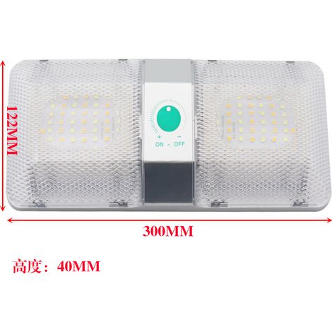 Lampe de lecture LED pour camping-car, à intensité variable (trois couleurs), éclairage de cabine, plafonnier 12 V, éclairage marin/yacht - double éclairage (interrupteur blanc chaud, luminosité régla (1/4)