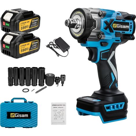 Schlagschrauber, 900 Nm Drehmoment, bürstenloser Motor, 2 Akkus, Kunststoffkoffer (1/2)