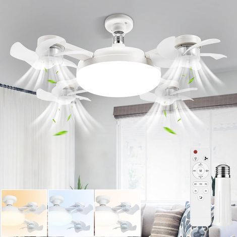 Bleosan – Ventilateur de plafond 60W LED – Télécommande 3 vitesses – Éclairage dimmable tricolore – Pales en ABS silencieuses – Douille E27 (1/5)