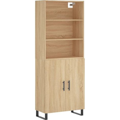 Buffet，Bahut，Meuble de Rangement haut Chêne sonoma 69,5x34x180 cm Bois d'ingénierie CFW93054 (1/5)