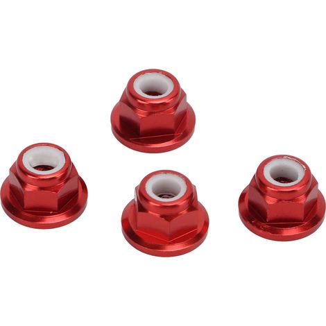 4 Écrous M4 en Alliage d'Aluminium pour Modèles RC 1/10, Pièces de Voiture Télécommandée, Filetage 4mm, Couleur Rouge (1/5)