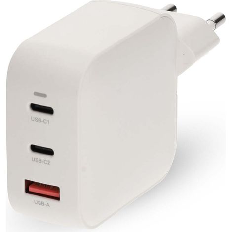Nedis Netzladegerät / GaN / PD3.0 / 2.5 / 3.0 / 5.0 A / Anzahl der Ausgänge: 3 / USB-A / 2x USB-C™ / Automatische Spannungswahl / Weiss