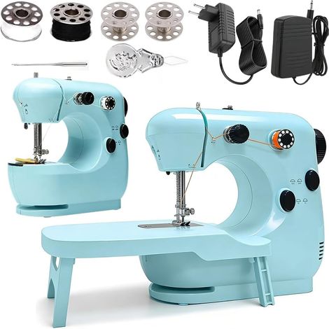 Mini machine à coudre pour débutants, machines à coudre électriques avec pédale de pied, 12 points intégrés, kit de couture de base inclus, pour un usage domestique (1/5)