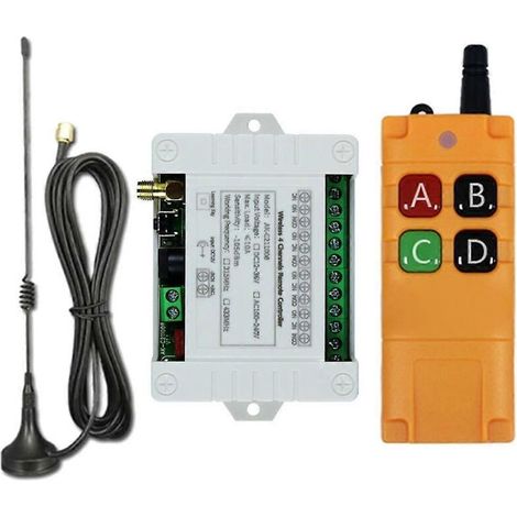 Ricevitore RF wireless a distanza, 4 canali, 12–36 V CC, con ventose e antenna esterna lunga, portata fino a 2000 m