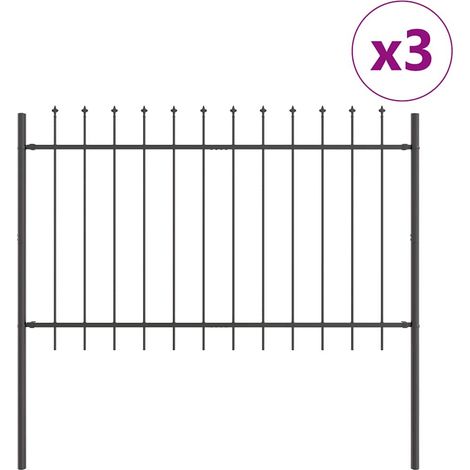 Maison Exclusive - Gartenzaun 3 pcs Grau 5,1 x 1 m Pulverbeschich