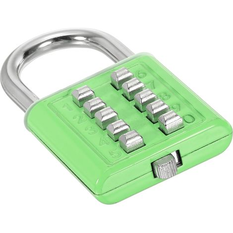Cadenas à Combinaison à 10 Chiffres, Mécanisme de Verrouillage à 5 Positions, Serrure Numérique de Sécurité à Bouton-Poussoir pour Casier de Sport de Gymnase, Vert (1/5)