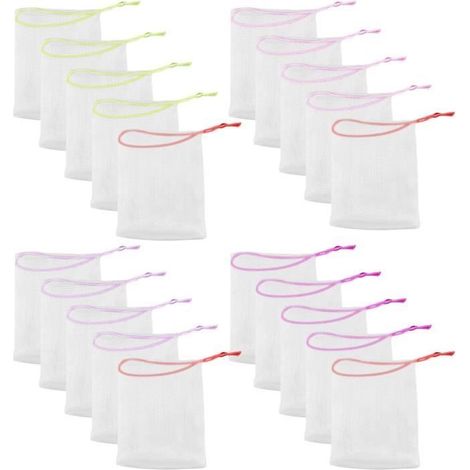 Lot de 20 sacs à savon colorés - MARQUE - 10x12 cm - Maille PE - Cordon de serrage - Multifonctionnel (1/4)