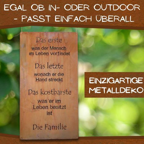 Plaque Décorative en Métal Effet Rouille Patine Inscription Famille Déco Jardin et Maison - PANGIVO (1/5)