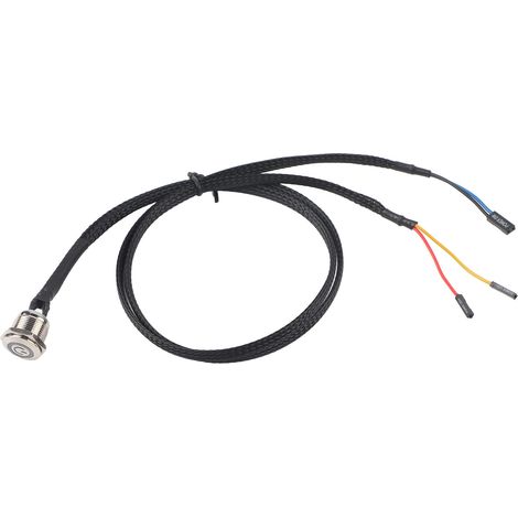 Câble de commutation hôte pour ordinateur de bureau, bouton métallique, bouton d'alimentation LED bleu (1/5)