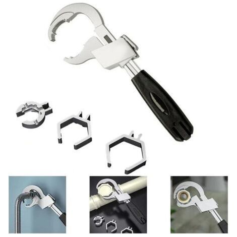 Multifunctional Adjustable Bathroom Wrench, 80mm Large Opening, Sink Faucet, Narrow Sewer Pipe, Plumbing Repair Tool (1/4)