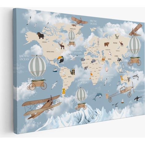 Tableau toile Enfants - Carte du Monde (1/2)