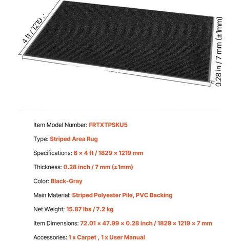 Bodenmatte, rutschfestes Design, langlebige Konstruktion, 6x4ft (1/2)