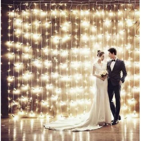 pair Guirlande lumineuse Rideau de lumière 300 LED Lumières mariage Christmas Festival rideau cordes Fée Led pour mariage fête Led blanc (1/4)