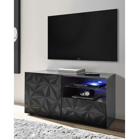 Meuble tv moderne laqué gris 120cm avec LED CAPRI (1/5)