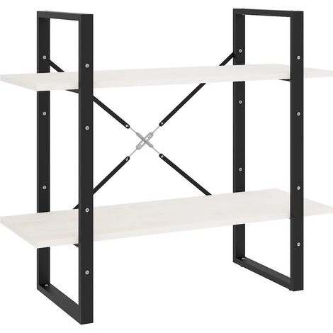 vidaXL Libreria a 2 Ripiani Bianca 80x30x70 cm in Massello di (1/5)
