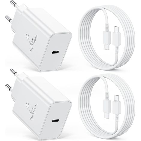 Chargeur USB C 45W, 2-Pack Prise USBC Chargeur Rapide pour Samsung Galaxy S26 S25 Ultra S24 S23 S22 S21 FE A57 A56 A55 A54 A37 A36 A35 A25 A26 A17 A16 et 2M Câbles, Secteur Type C Adaptateur (1/5)