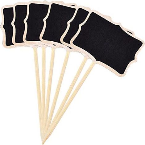 Lot de 10 étiquettes rectangulaires noires pour plantes, supports en bois, étiquettes pour pots de plantes noirs, panneau en bois (1/5)