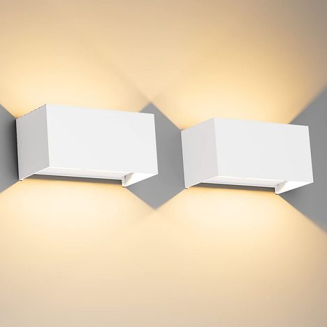 Applique LED 24 W pour intérieur/extérieur, 2 pièces, éclairage extérieur, applique murale IP65, blanc chaud (1/5)