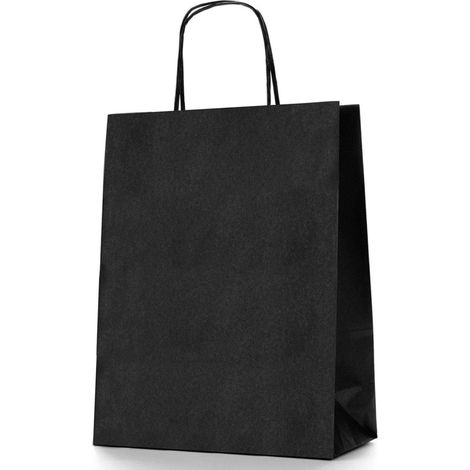 Trade Shop - Busta Buste Regalo 6 Pezzi Shoppers Cc.3989 Carta Nero 36x21x11cm Sacchetto