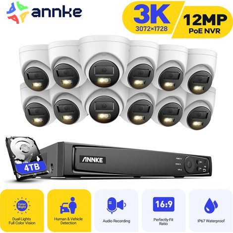 ANNKE 3K Überwachungskamera Außenbereich, Videoüberwachungsset mit 16Kanal NVR und 12x5MP PoE IP Kamera, Farbnachtsicht, Personen/Fahrzeugerkennung,4TB HDD (1/5)