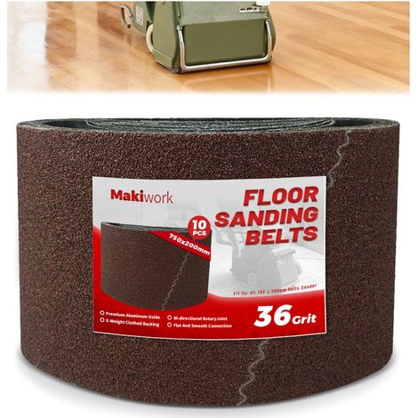 Lot de 10 bandes abrasives 750 x 200 mm en oxyde d'aluminium K36 pour ponceuse à parquet - Compatible avec Scorpion (1/5)